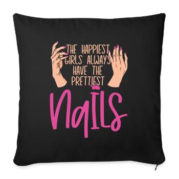 Les filles les plus heureuses ont les plus jolies - Housse de coussin décorative 45 x 45 cm - noir - Devant