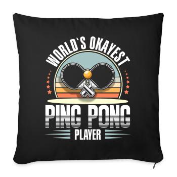 Tischtennis Ping Pong - Sofakissenbezug 45 x 45 cm - Schwarz - Vorne