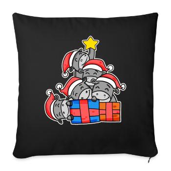 Christmas Christmas tree donkey with gifts - Sofa pillowcase 17,3'' x 17,3'' (45 x 45 cm) - black - Front
