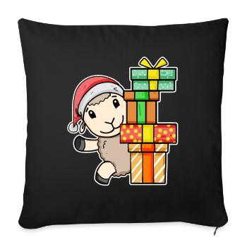 Christmas sheep with gifts - Sofa pillowcase 17,3'' x 17,3'' (45 x 45 cm) - black - Front