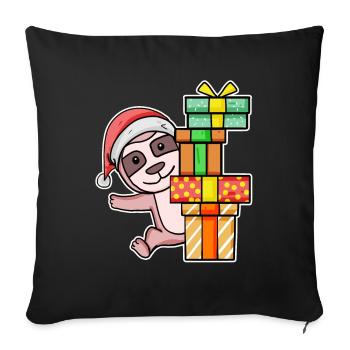 Christmas Sloth with gifts - Sofa pillowcase 17,3'' x 17,3'' (45 x 45 cm) - black - Front
