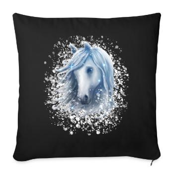 Tête de cheval dans la neige Star Winter - Housse de coussin décorative 45 x 45 cm - noir - Devant