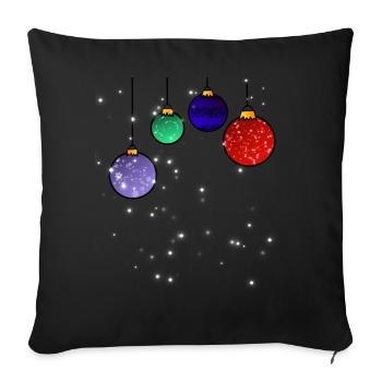Boules d’arbre de Noël avec flocons de neige - Housse de coussin décorative 45 x 45 cm - noir - Devant