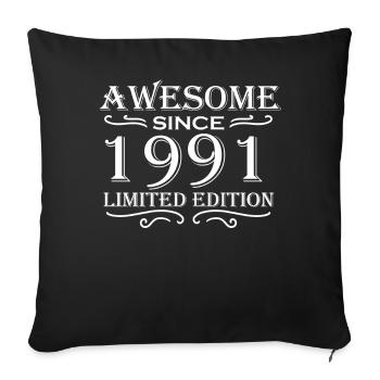 1991 - Born 1991 - Sofa pillowcase 17,3'' x 17,3'' (45 x 45 cm) - black - Front