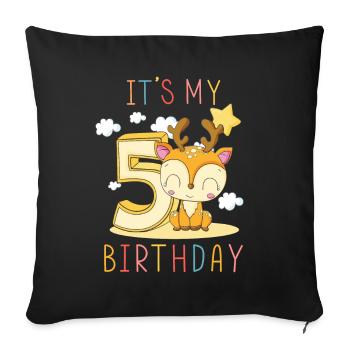 Enfants Anniversaire Garçons Filles 5 ans Fawn - Housse de coussin décorative 45 x 45 cm - noir - Devant