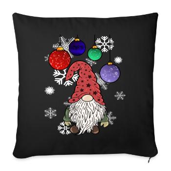 Gnome Christmas Elves with Snowflakes - Sofa pillowcase 17,3'' x 17,3'' (45 x 45 cm) - black - Front