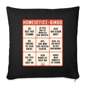 Homeoffice Bingo Büro Heimarbeit Home Office - Sofakissenbezug 45 x 45 cm - Schwarz - Vorne