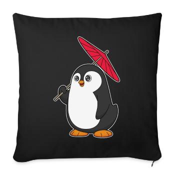 Parapluie pingouin - Housse de coussin décorative 45 x 45 cm - noir - Devant