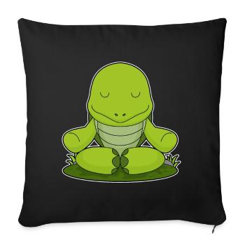 Méditation de fitness avec le yoga des tortues - Housse de coussin décorative 45 x 45 cm - noir - Devant
