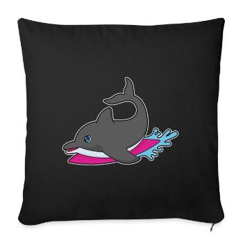 Dolphin Surfing Surfboard Summer - Sofa pillowcase 17,3'' x 17,3'' (45 x 45 cm) - black - Front