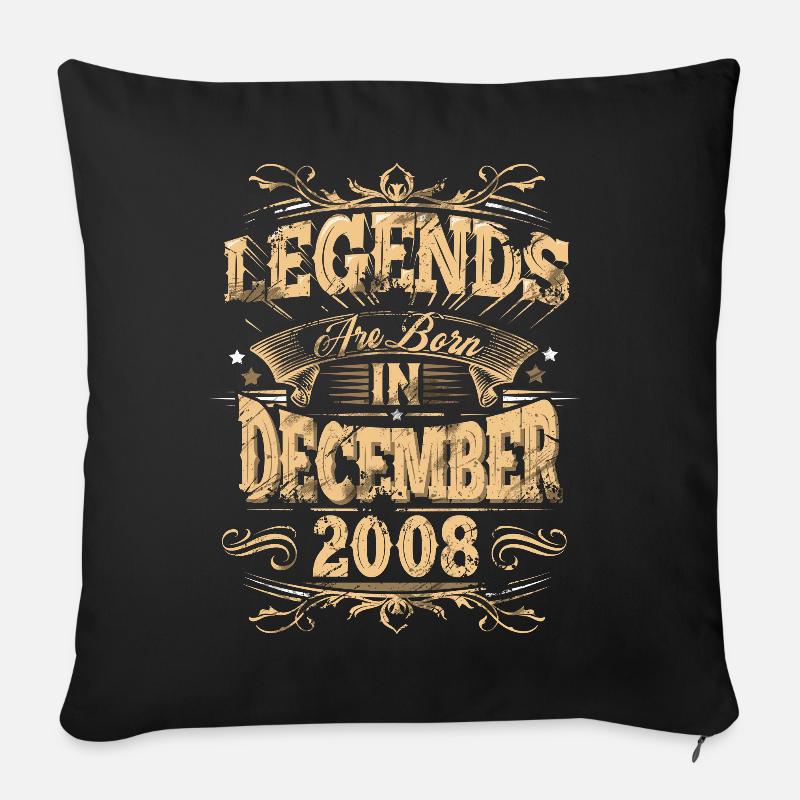 2008 Décembre Birthday Legend - Housse de coussin décorative 45 x 45 cm - noir