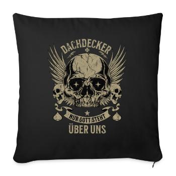 Dachdecker Totenkopf mit Flügeln - Sofakissenbezug 45 x 45 cm - Schwarz - Vorne