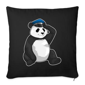 Panda Policeman Police Cap Police - Sofa pillowcase 17,3'' x 17,3'' (45 x 45 cm) - black - Front