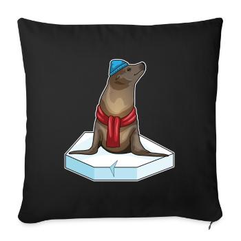 Seehund Eisscholle - Sofakissenbezug 45 x 45 cm - Schwarz - Vorne