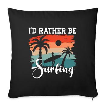 Surf Sports Surfboard Ocean Sunshine Surfer - Sofa pillowcase 17,3'' x 17,3'' (45 x 45 cm) - black - Front