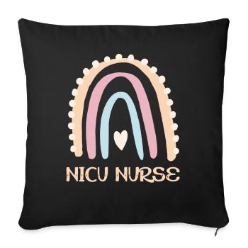 NICU Nurse - Rainbow Heart - Sofa pillowcase 17,3'' x 17,3'' (45 x 45 cm) - black - Front