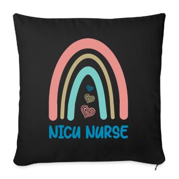 NICU Nurse - Rainbow Heart - Sofa pillowcase 17,3'' x 17,3'' (45 x 45 cm) - black - Front