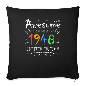 1948 - Born 1948 - Year of birth 1948 - Sofa pillowcase 17,3'' x 17,3'' (45 x 45 cm) - black - Front