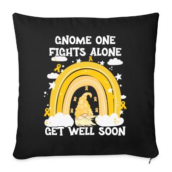 Gnome One combat seul le cancer du sarcome - Housse de coussin décorative 45 x 45 cm - noir - Devant