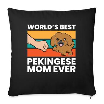 La meilleure maman pékinoise au monde Maman chien pékinois - Housse de coussin décorative 45 x 45 cm - noir - Devant