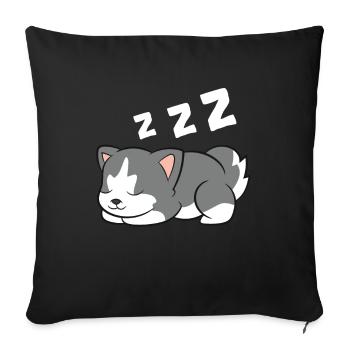 Dormant Husky Dog Husky Pajama Mignon Sibérien - Housse de coussin décorative 45 x 45 cm - noir - Devant