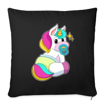 Tétine Licorne - Housse de coussin décorative 45 x 45 cm - noir - Devant