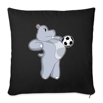 Hippopotamus Soccer Player Soccer - Sofa pillowcase 17,3'' x 17,3'' (45 x 45 cm) - black - Front