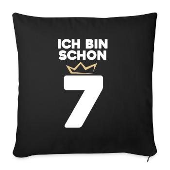 7 Geburtstag - 7 Jahre mit Krone - Sofakissenbezug 45 x 45 cm - Schwarz - Vorne