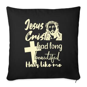 Long Hair Christian Christian Design - Sofa pillowcase 17,3'' x 17,3'' (45 x 45 cm) - black - Front