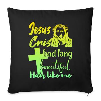 Long Hair Christian Christian Design - Sofa pillowcase 17,3'' x 17,3'' (45 x 45 cm) - black - Front