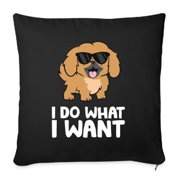 Chien pékinois Je fais ce que je veux plus mignon - Housse de coussin décorative 45 x 45 cm - noir - Devant
