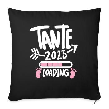 Tante 2023 - Tante werden - Tante Geschenk - Sofakissenbezug 45 x 45 cm - Schwarz - Vorne