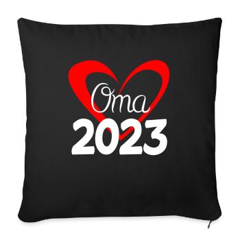Oma 2023 - Werdende Oma 2023 - Sofakissenbezug 45 x 45 cm - Schwarz - Vorne