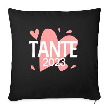 Tante 2023 - Tante werden - Tante Geschenk - Sofakissenbezug 45 x 45 cm - Schwarz - Vorne