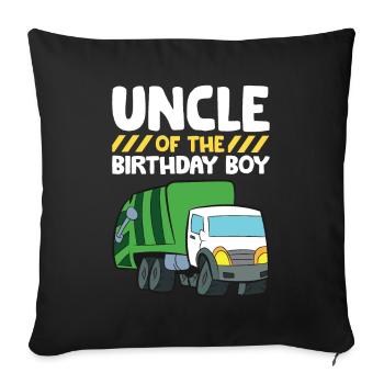 Oncle du camion à ordures du garçon d’anniversaire - Housse de coussin décorative 45 x 45 cm - noir - Devant