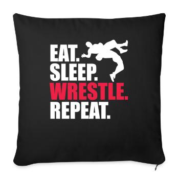 Eating Sleeping Wrestling Repeat - Sofa pillowcase 17,3'' x 17,3'' (45 x 45 cm) - black - Front