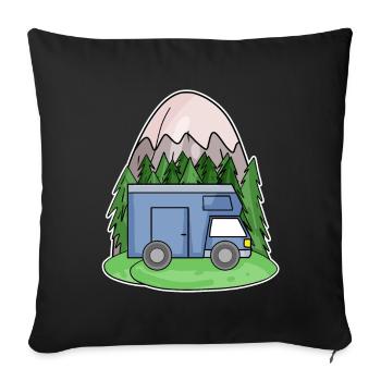 Mountain Mountains Mountain Peaks Caravans Motorhomes - Sofa pillowcase 17,3'' x 17,3'' (45 x 45 cm) - black - Front