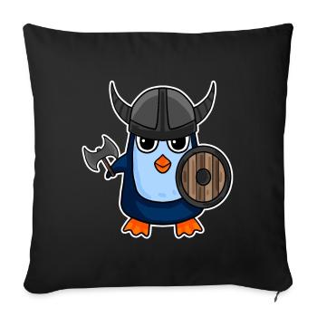 Motif de manchot viking - Housse de coussin décorative 45 x 45 cm - noir - Devant