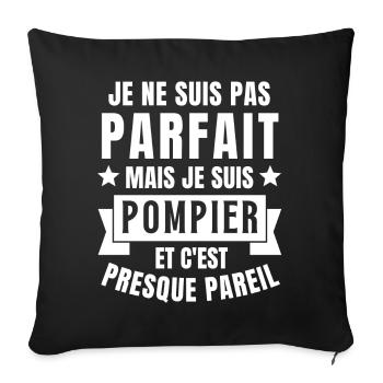 pompier, je suis pompier - Housse de coussin décorative 45 x 45 cm - noir - Devant