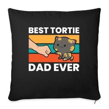 Tortue Chat Père Meilleur Père Écaille de Tortue Père - Housse de coussin décorative 45 x 45 cm - noir - Devant
