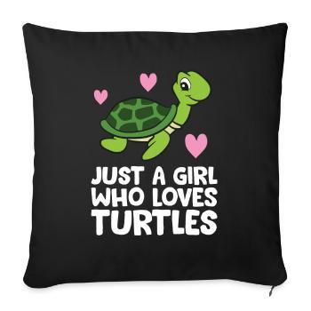Just a Girl Who Loves Turtles - Sofa pillowcase 17,3'' x 17,3'' (45 x 45 cm) - black - Front