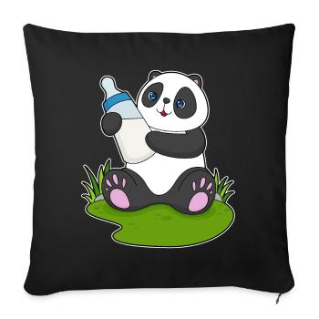 Lait pour biberon Panda - Housse de coussin décorative 45 x 45 cm - noir - Devant