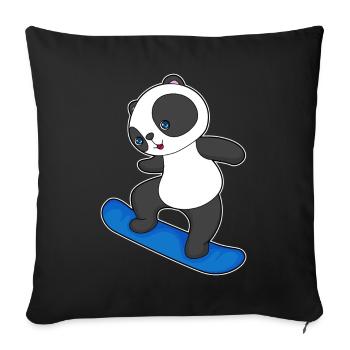 Panda Snowboarder Snowboard - Housse de coussin décorative 45 x 45 cm - noir - Devant