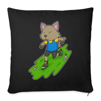 Patins en ligne Cat Patins en ligne - Housse de coussin décorative 45 x 45 cm - noir - Devant