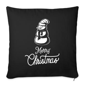Bonhomme de neige de Noël - Housse de coussin décorative 45 x 45 cm - noir - Devant