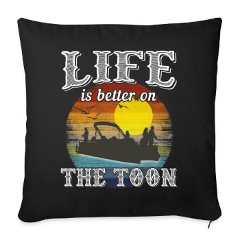 La vie est meilleure sur le toon - Housse de coussin décorative 45 x 45 cm - noir - Devant
