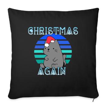 Christmas Again Christmas Cat - Sofa pillowcase 17,3'' x 17,3'' (45 x 45 cm) - black - Front