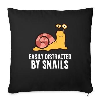 Snail Lover Easily Distracted By Snails - Sofa pillowcase 17,3'' x 17,3'' (45 x 45 cm) - black - Front