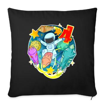 4e anniversaire 4 ans Espace jeune astronaute - Housse de coussin décorative 45 x 45 cm - noir - Devant