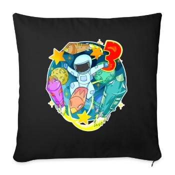 3ème anniversaire 3 ans Espace jeune astronaute - Housse de coussin décorative 45 x 45 cm - noir - Devant